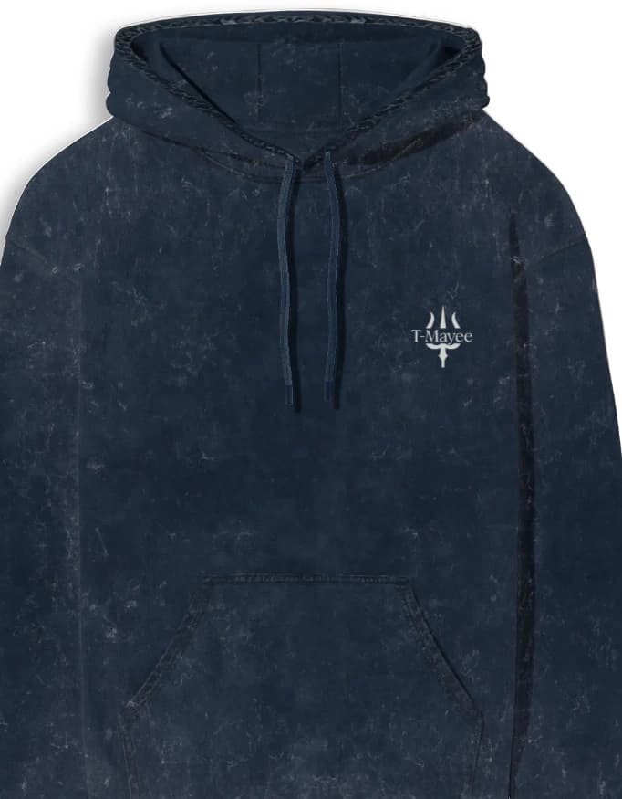 Navy Blue Acid Wash Oversized Hoodie — view 3