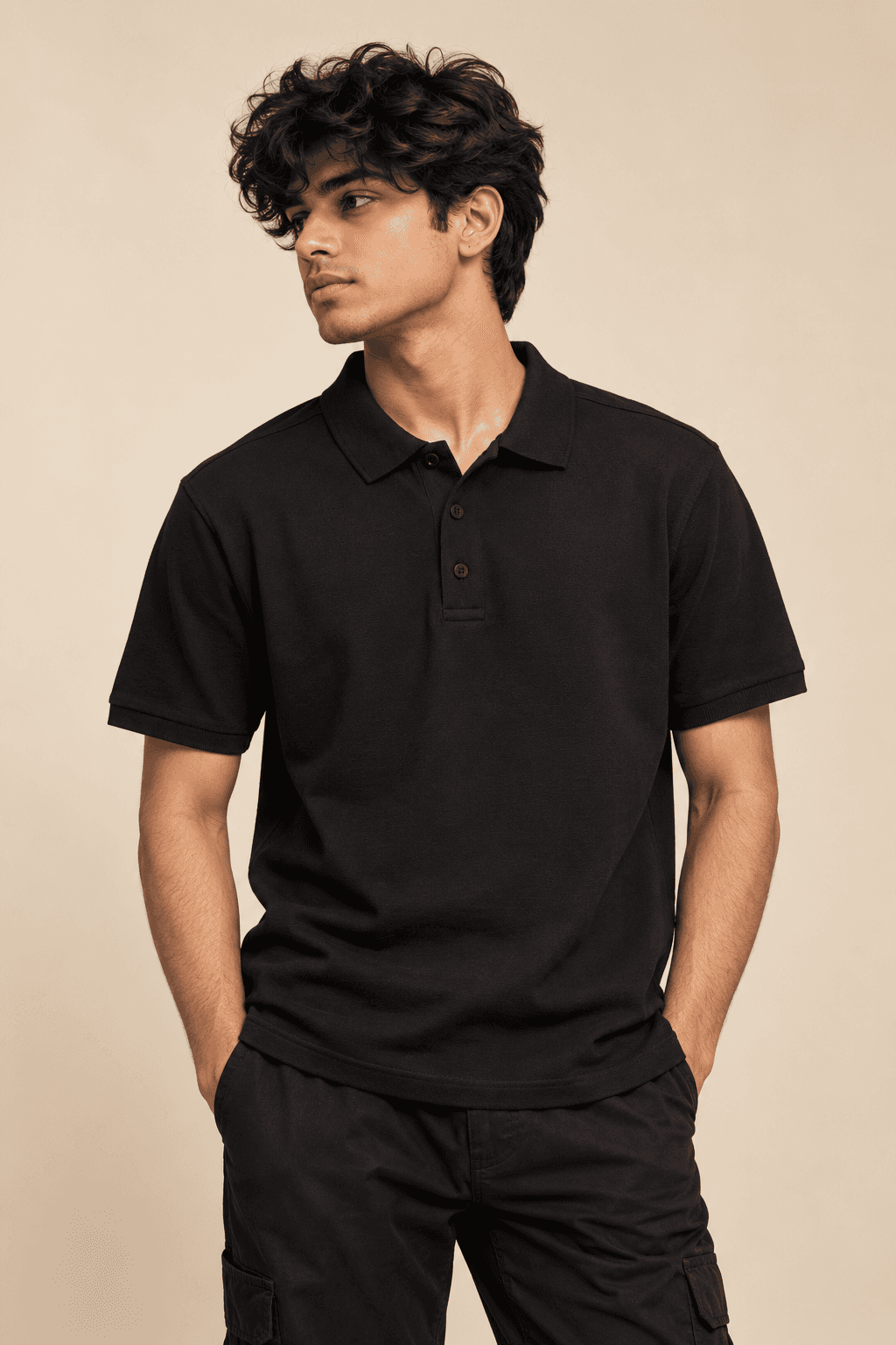 BLACK POLO T-SHIRT — view 1