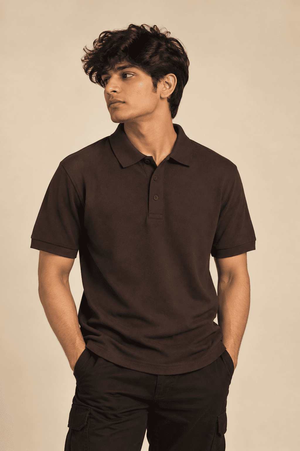 COFFEE BROWN POLO T-SHIRT — view 1