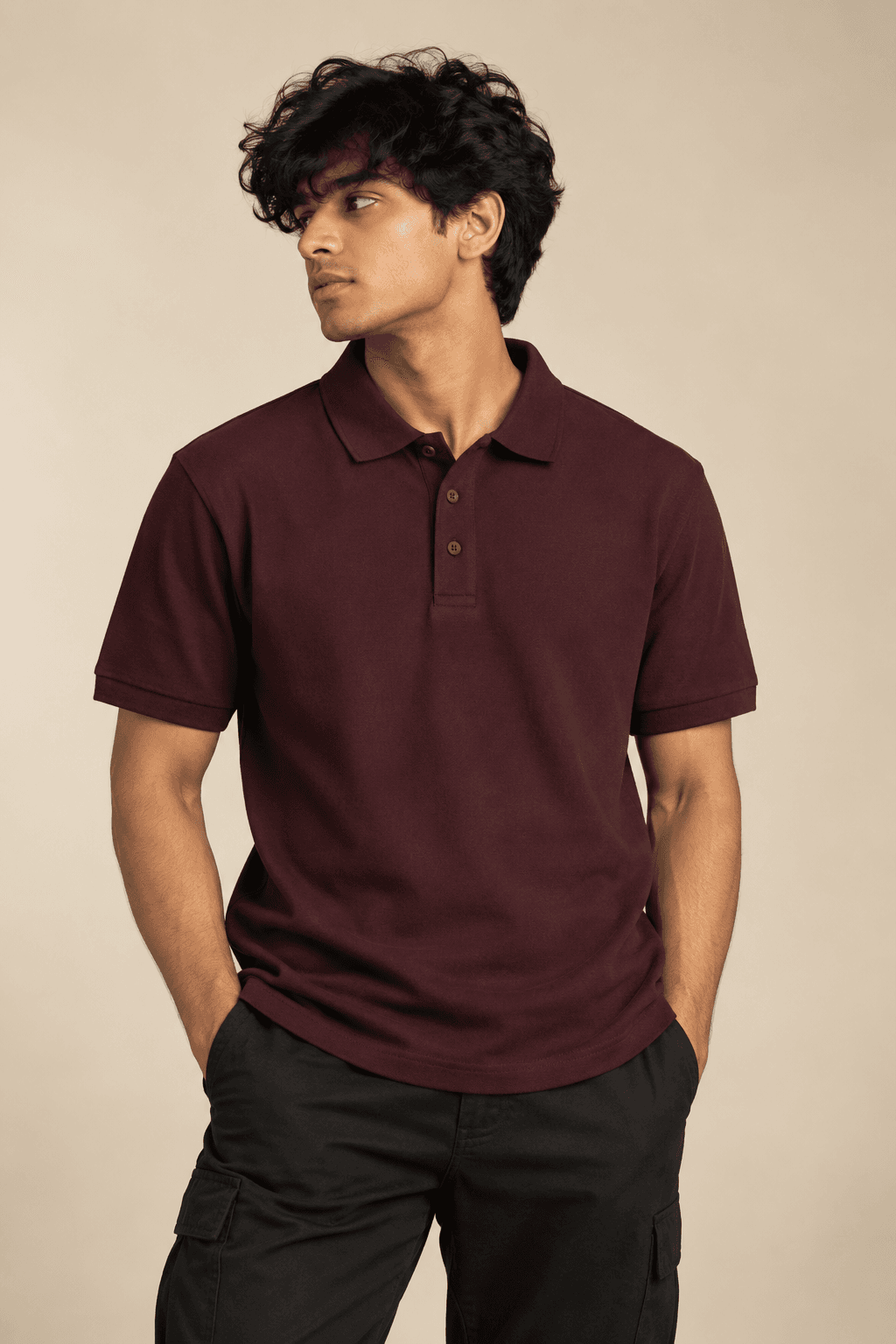 MAROON POLO T-SHIRT — view 1