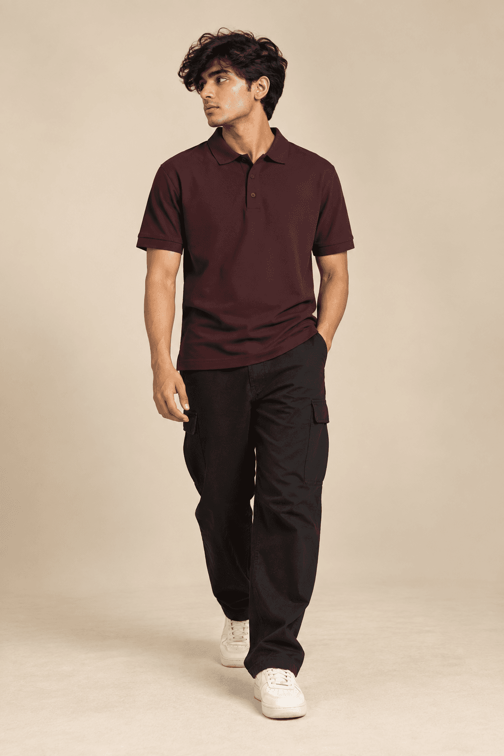 MAROON POLO T-SHIRT — view 2
