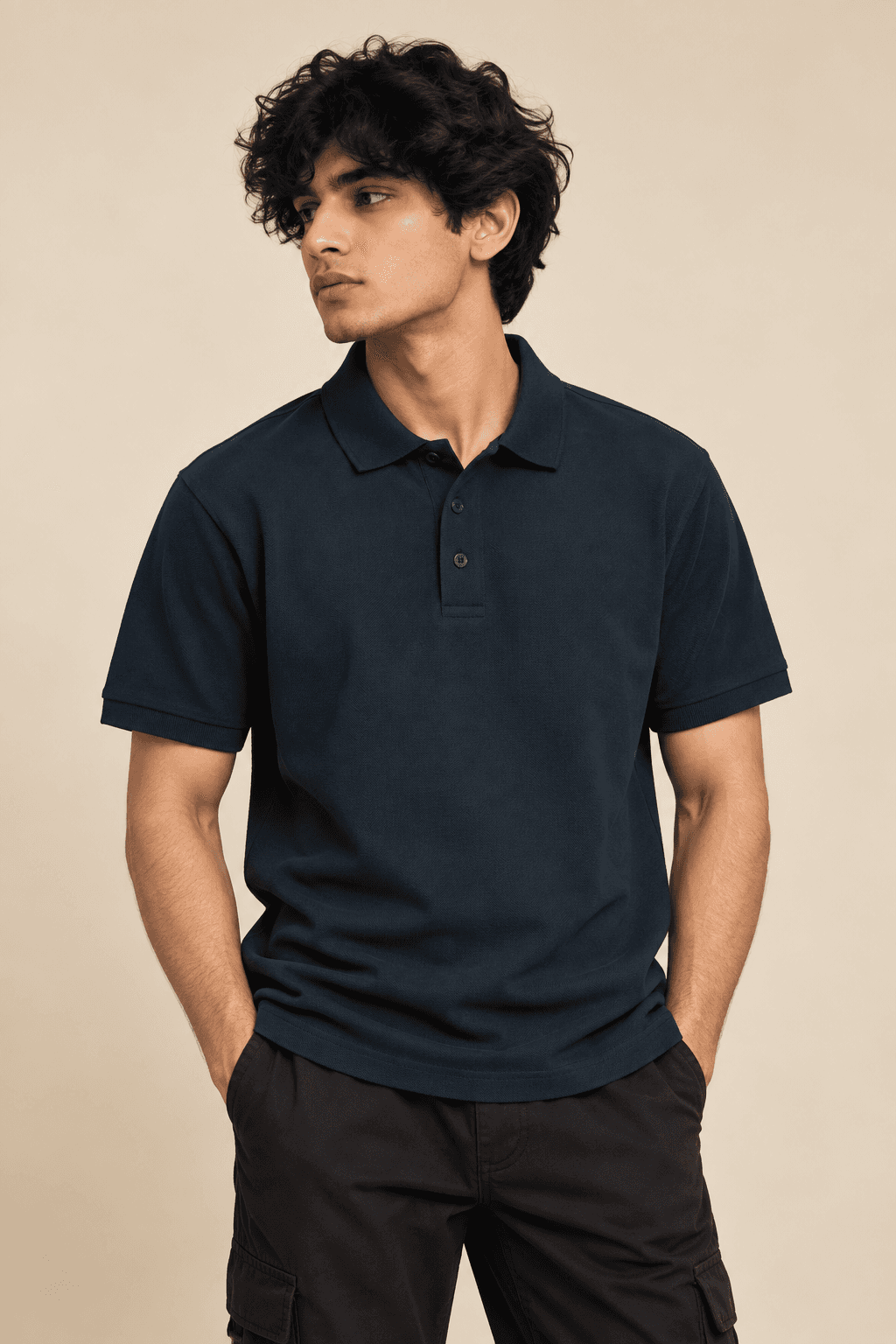 NAVY BLUE POLO T-SHIRT — view 1