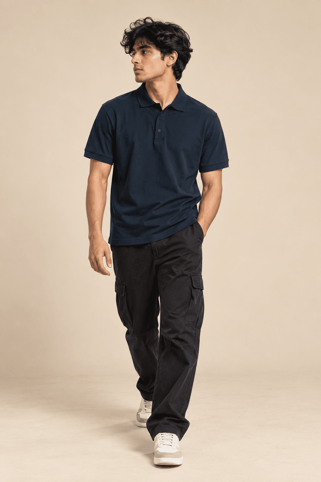 NAVY BLUE POLO T-SHIRT — view 2