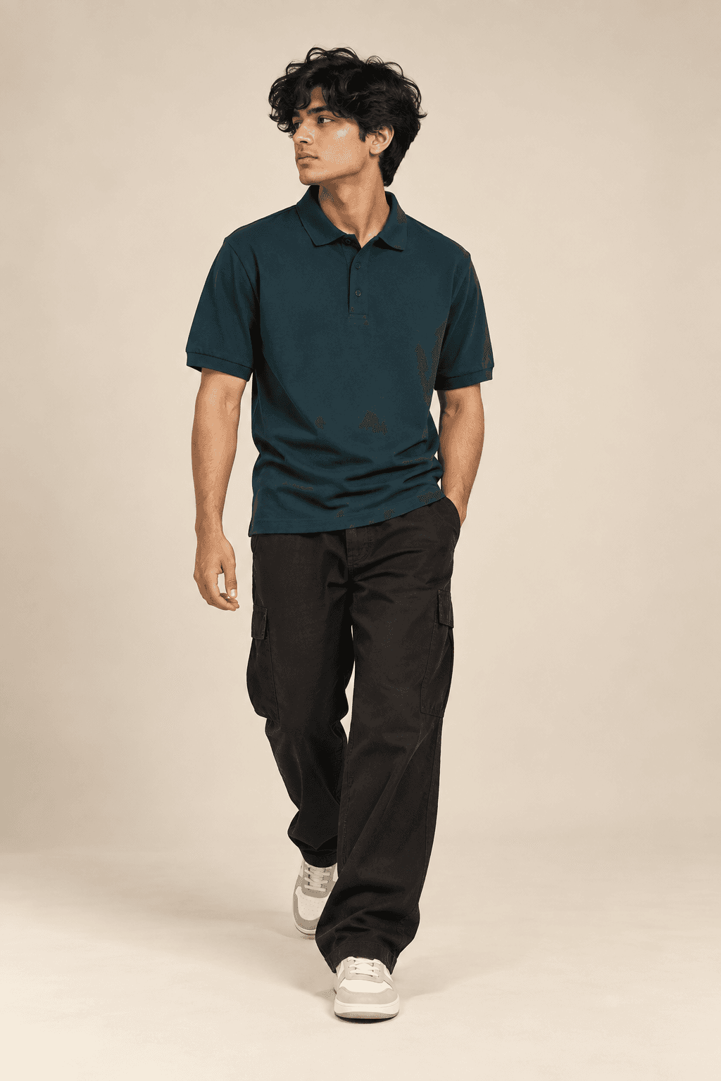 PETROL BLUE POLO T-SHIRT — view 2
