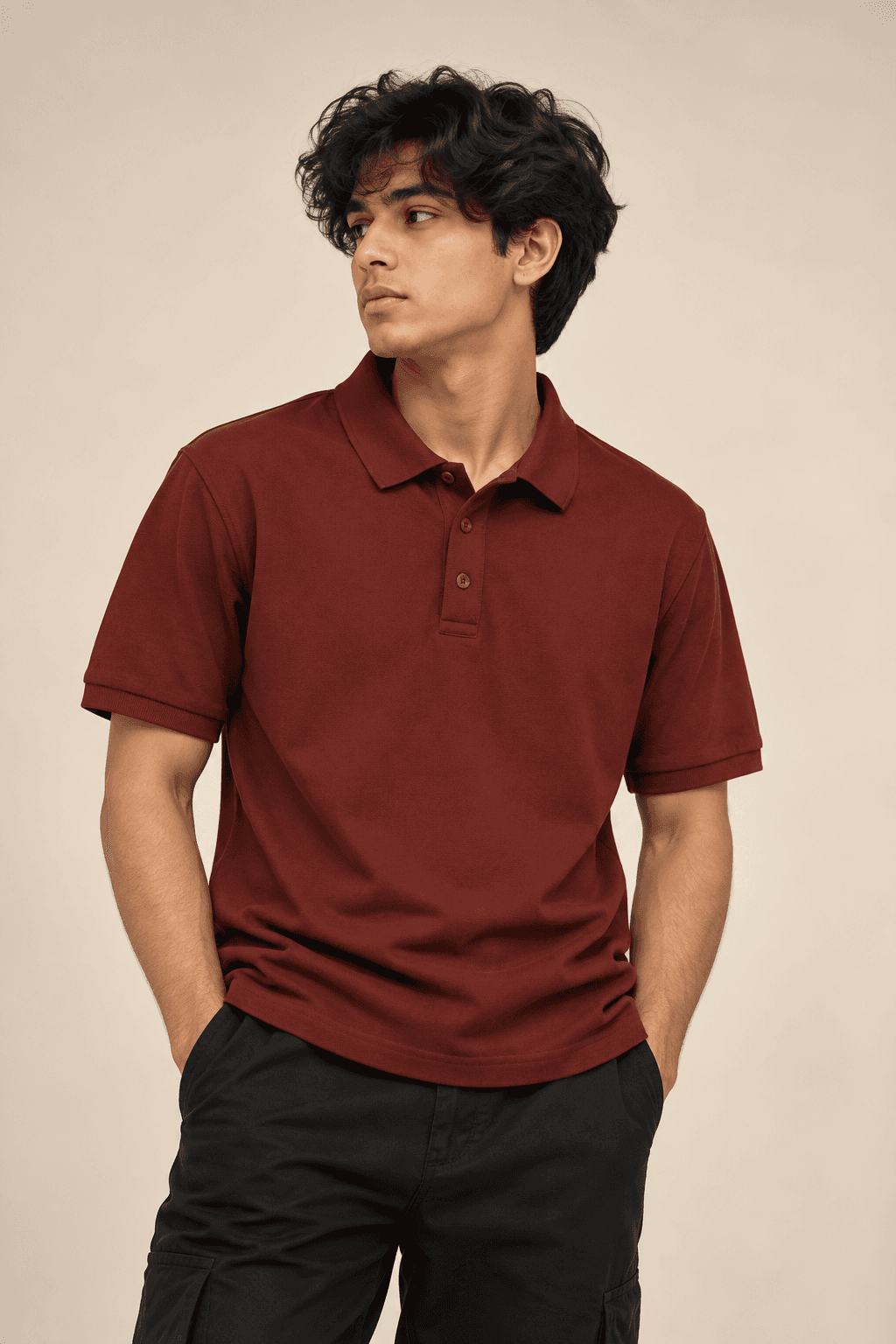 BRICK RED POLO T-SHIRT — view 1