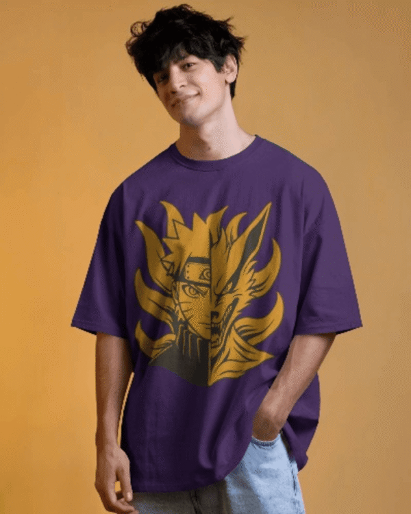 split soul: naruto × kurama (front print) oversized tee